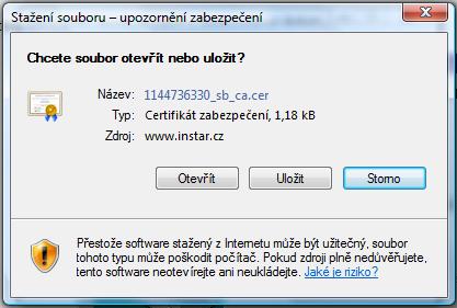 Postup instalace certifikátu 1